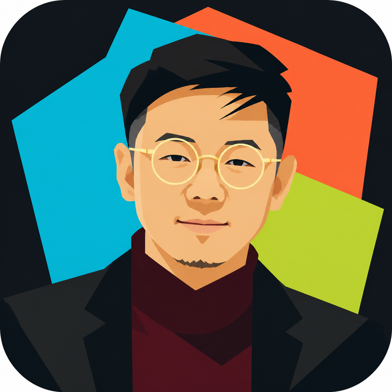 AI 工程师代表的几何风格插画